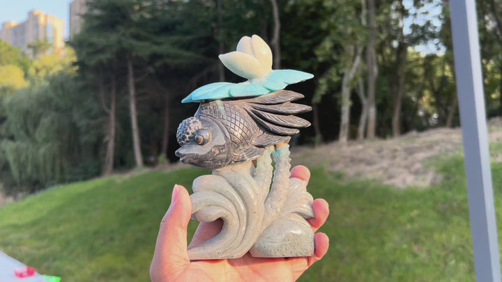 Unique Trolleite Goldfish Carving