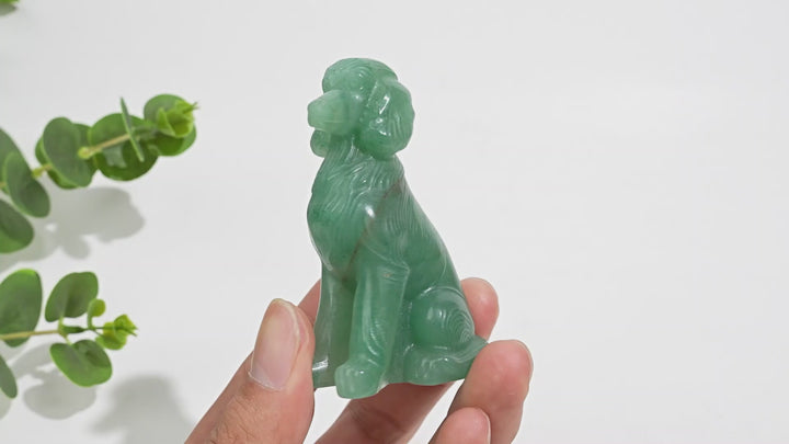 Natural Crystal Carving Sitting Poodle