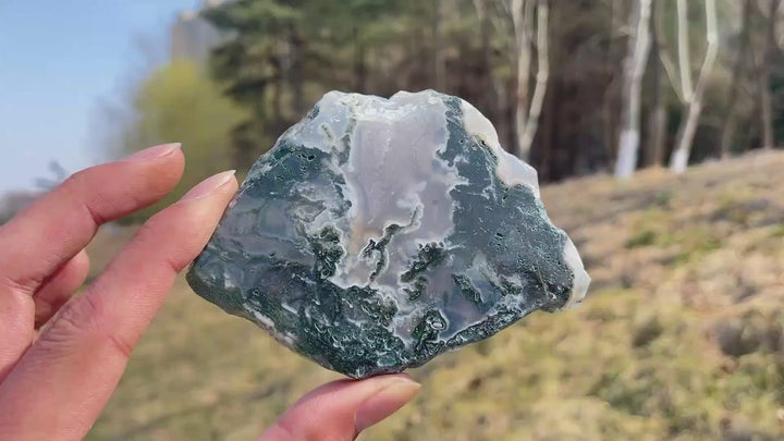 Natural Moss Agate Crystal Slice