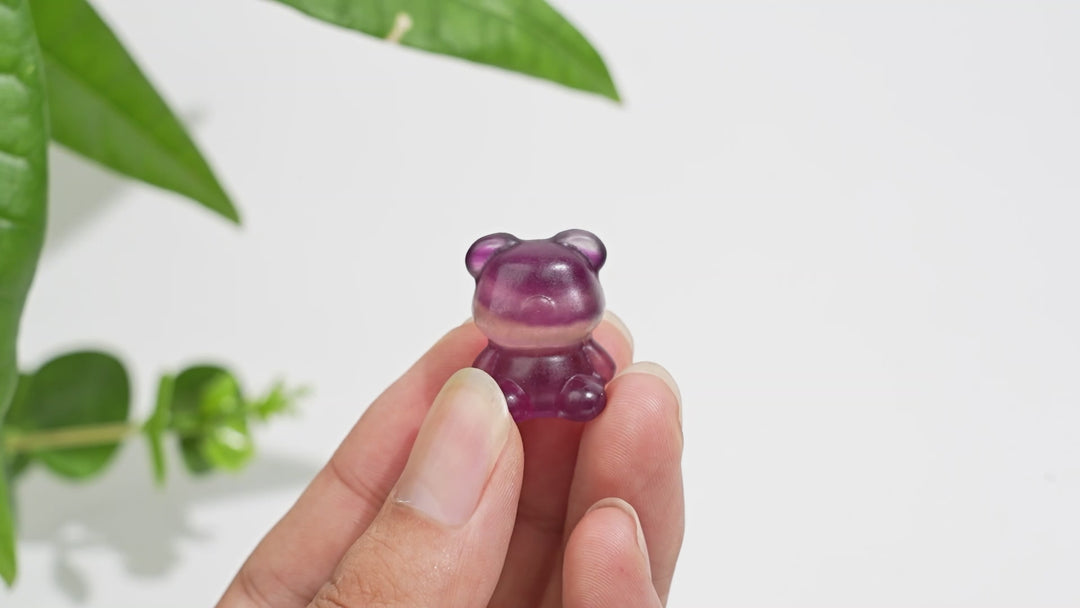 Natural Crystal Fluorite Candy Bear Carving