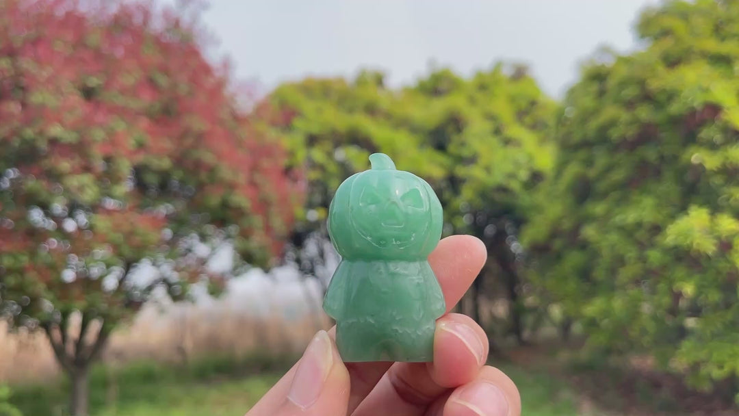 Natural Crystal Green Aventurine Carved Pumpkin Man