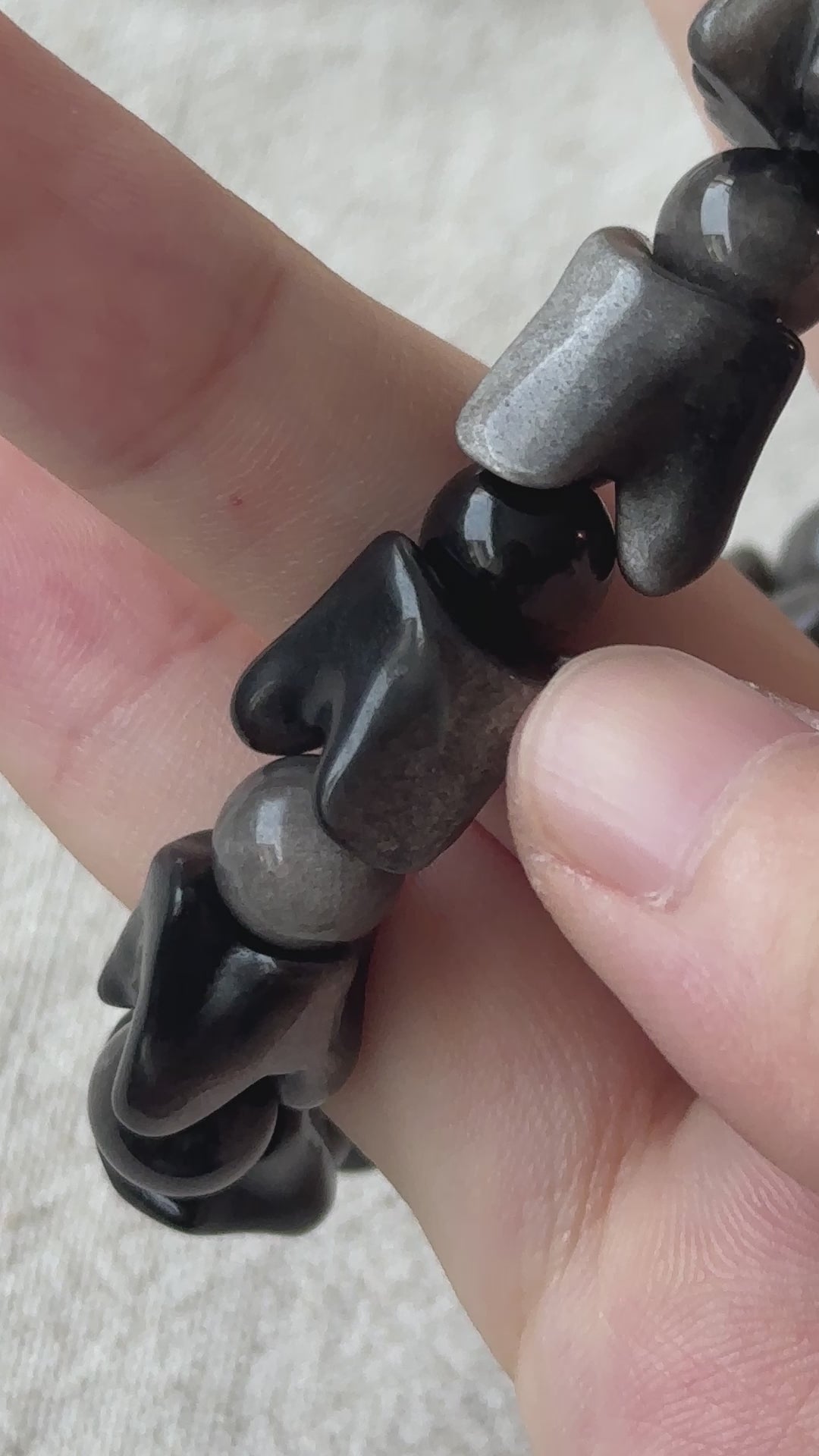 Silver Obsidian Dragon Bracelet 10.3-13.2mm