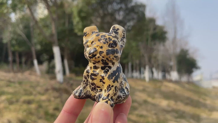 Natural Crystal Carving Picture Jasper French Bulldog
