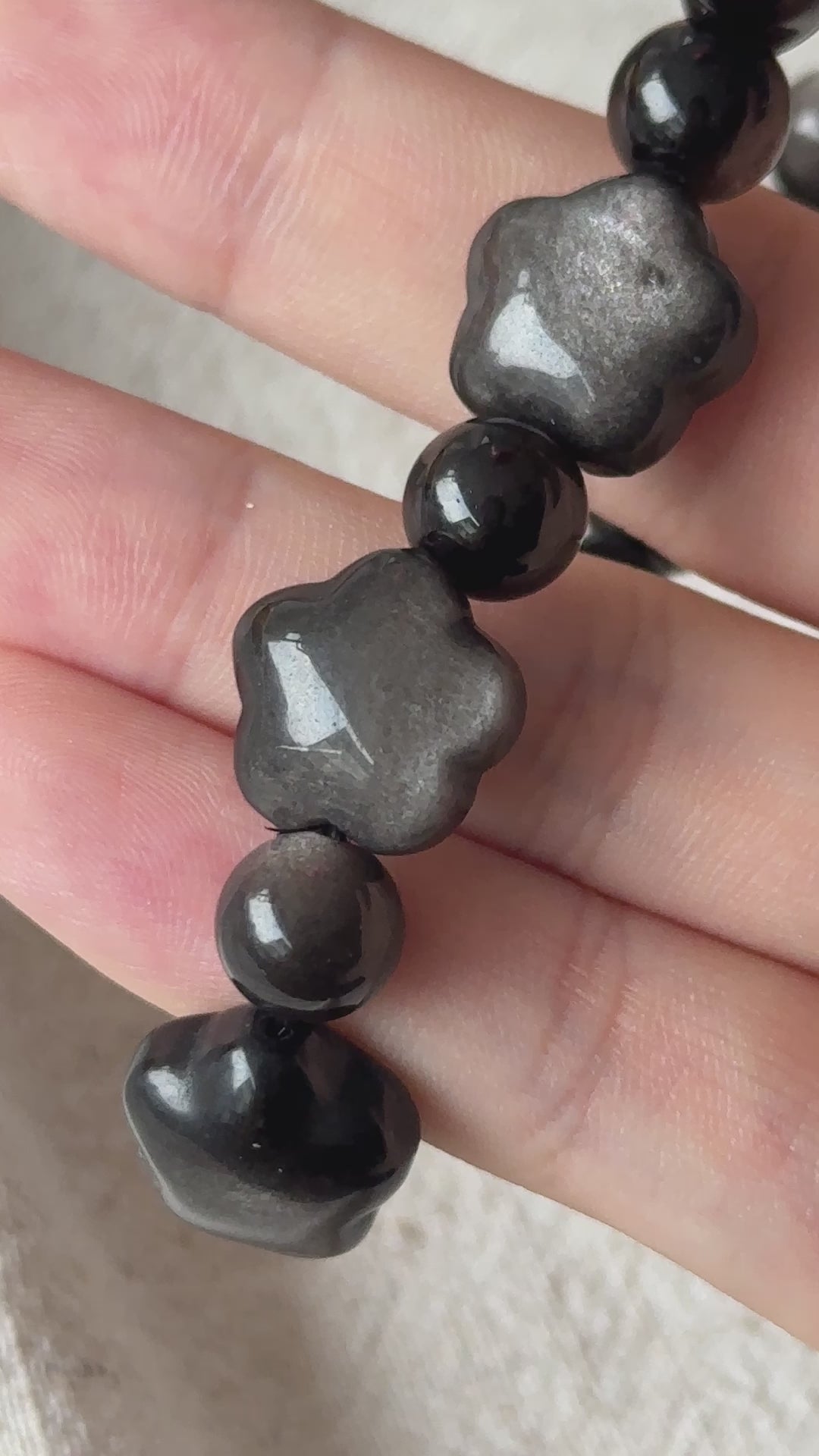 Silver Obsidian Star Bracelet 13.7-14.0mm