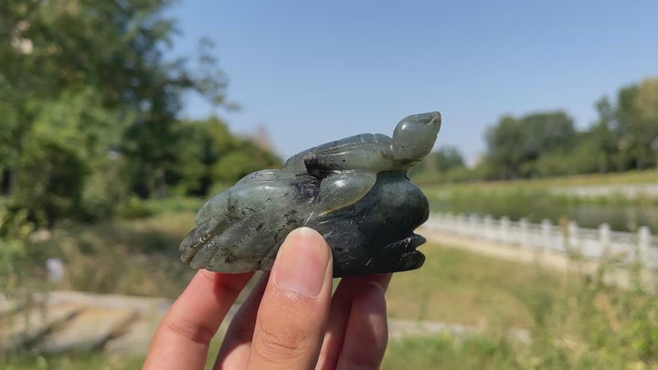 Unique,A Slightly Imperfect Natural Crystal Labradorite Sea Turtle