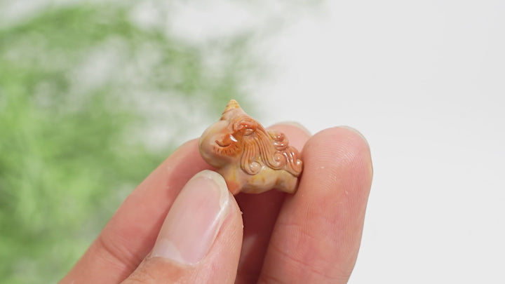 Natural Alashan Agate Unicorn Carving