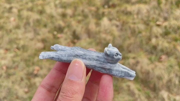 Natural Crystal Carving Long Lying Cat