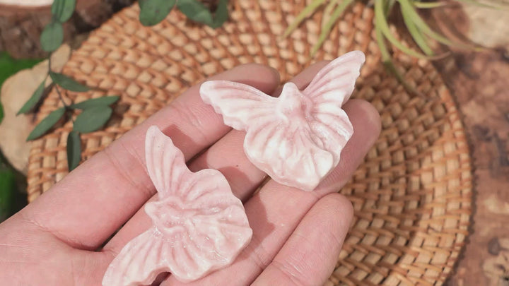 Natural Crystal Carving Pink Opal Butterfly Fairy