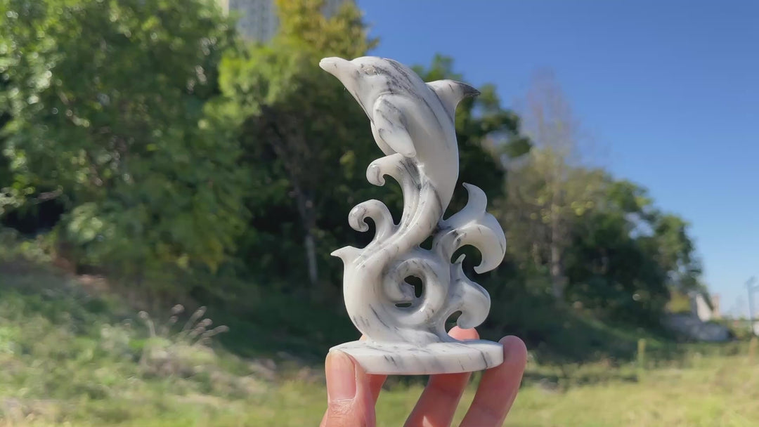 Unique,Natural Crystal TaiJi Stone Exquisite Dolphin
