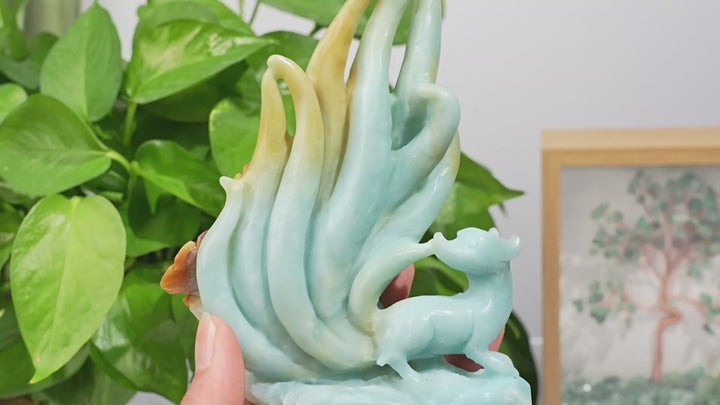 Natural Blue Quartzite Nine-Tailed Fox