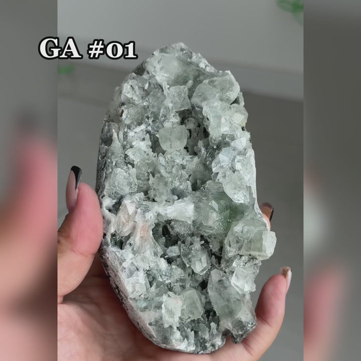 Unique, Sugar Druzy Apophyllite Cluster with Stilbite and Chlorite