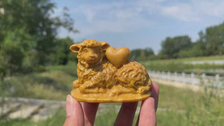 Natural Crystal Carving Whimsical Heart Lamb