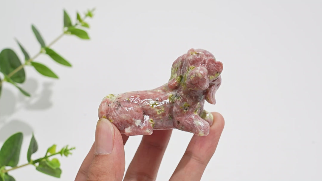 Natural Crystal Heart Eyeglass Puppy Carving