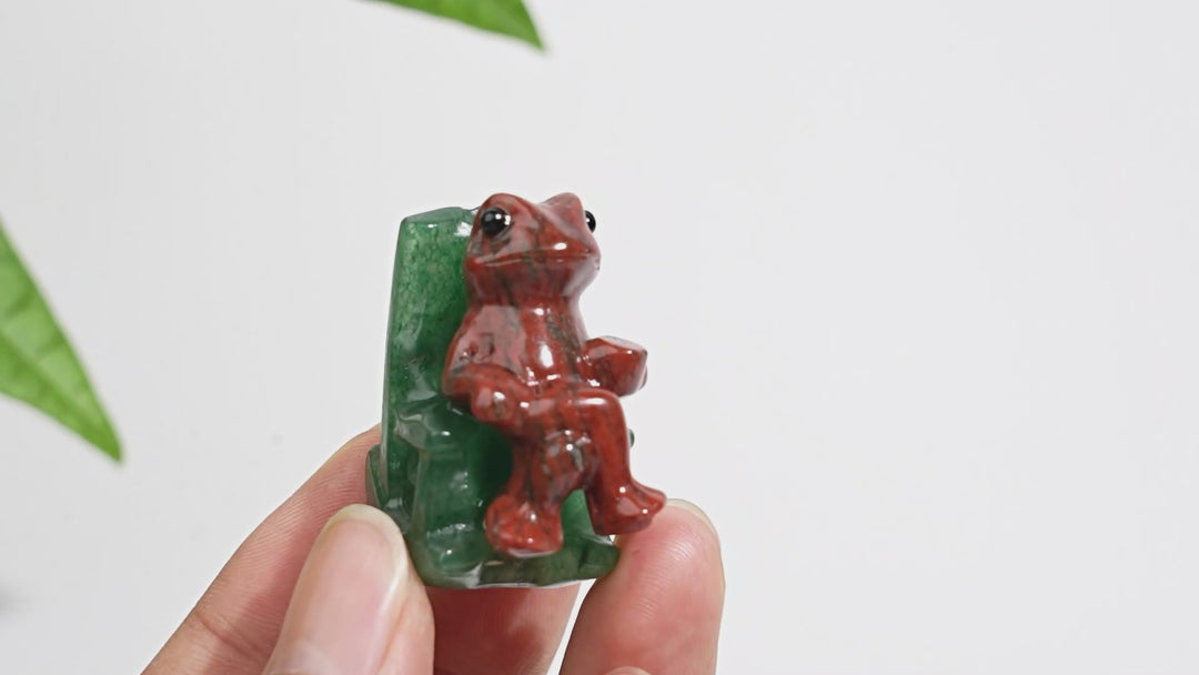 Natural Crystal Relaxing Frog On Lounge Chair Carving