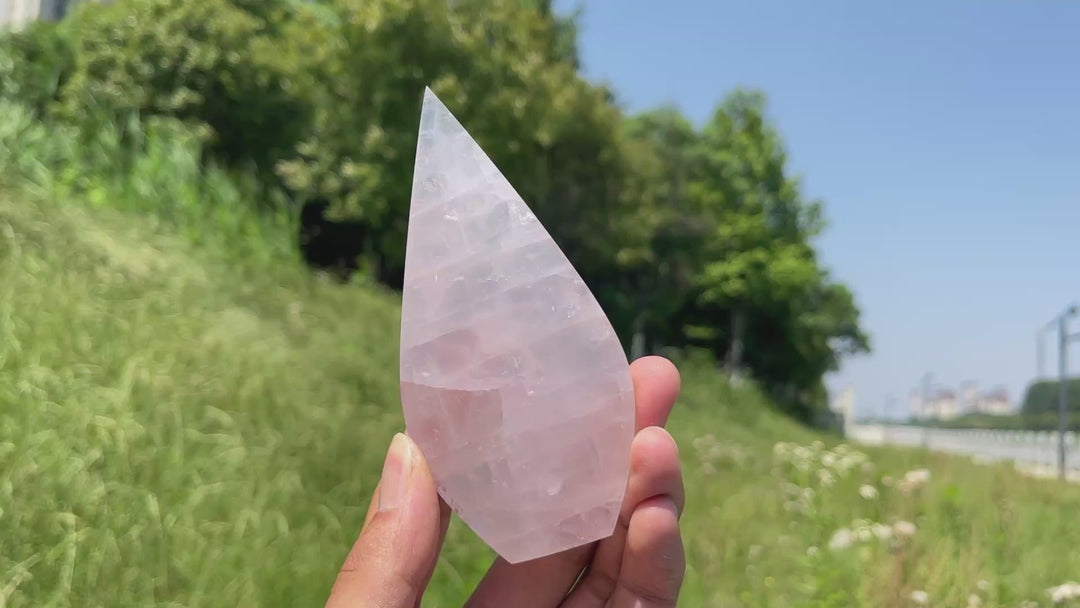 Natural Crystal Rose Quartz Teardrop