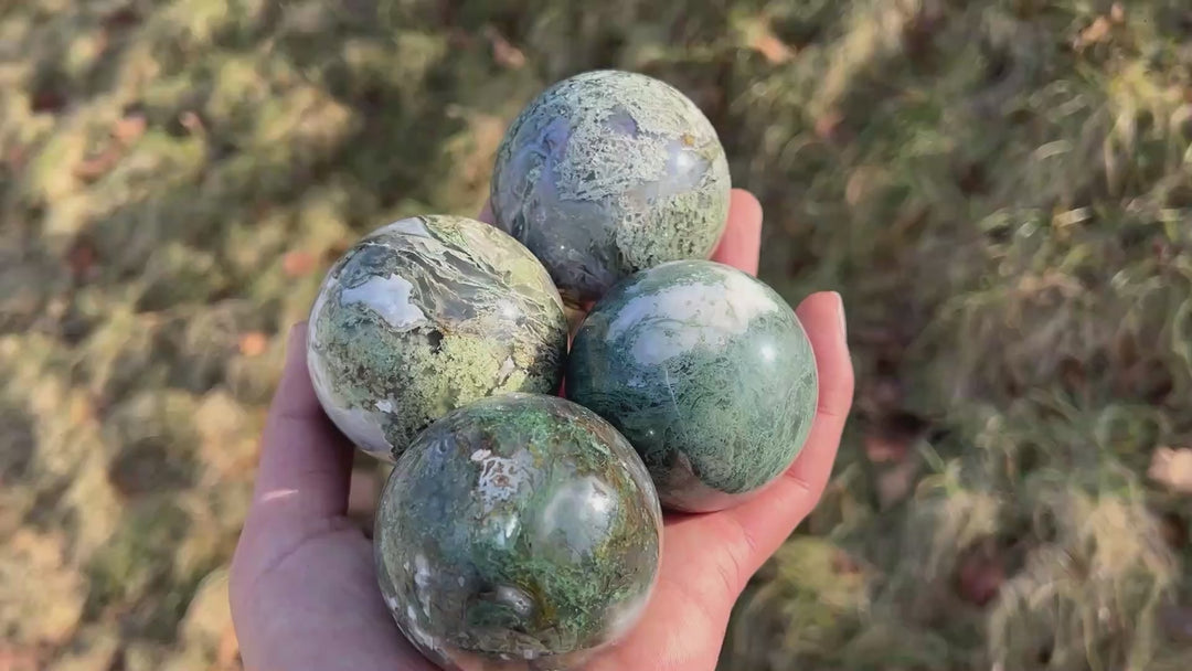 Natural Crystal Moss Agate Sphere