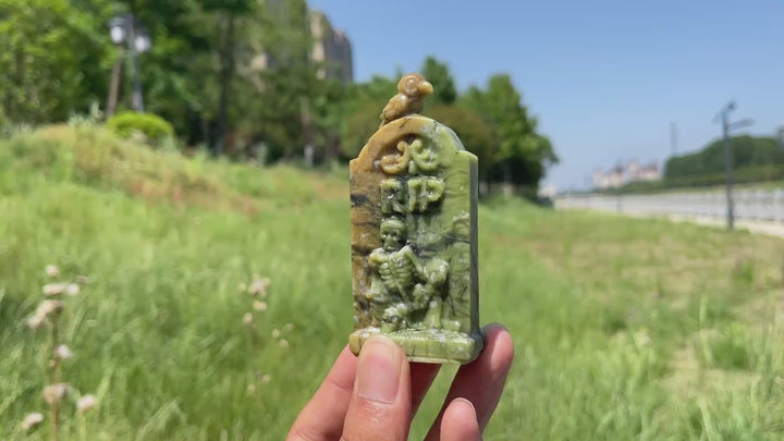Natural Crystal Gothic Tombstone With Raven Carving