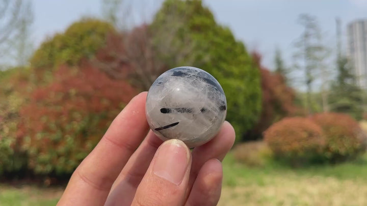 Natural Crystal Quartz Tourmaline Sphere