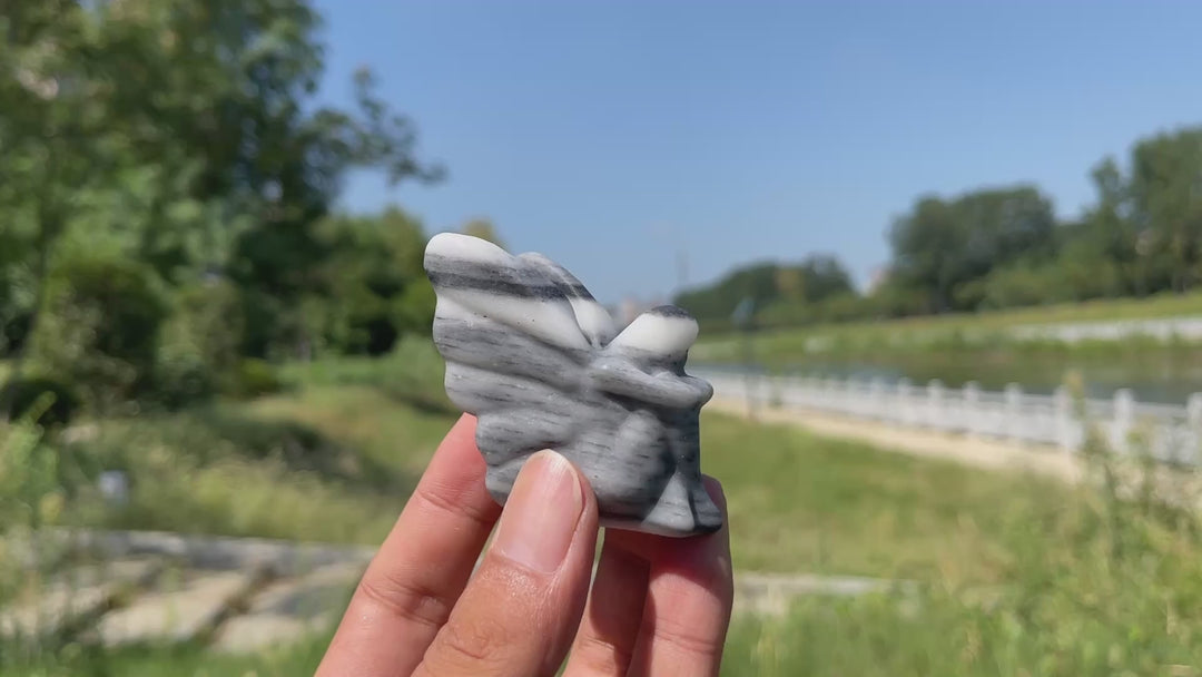 Natural Crystal Carving Lovely Winged Flower Fairy