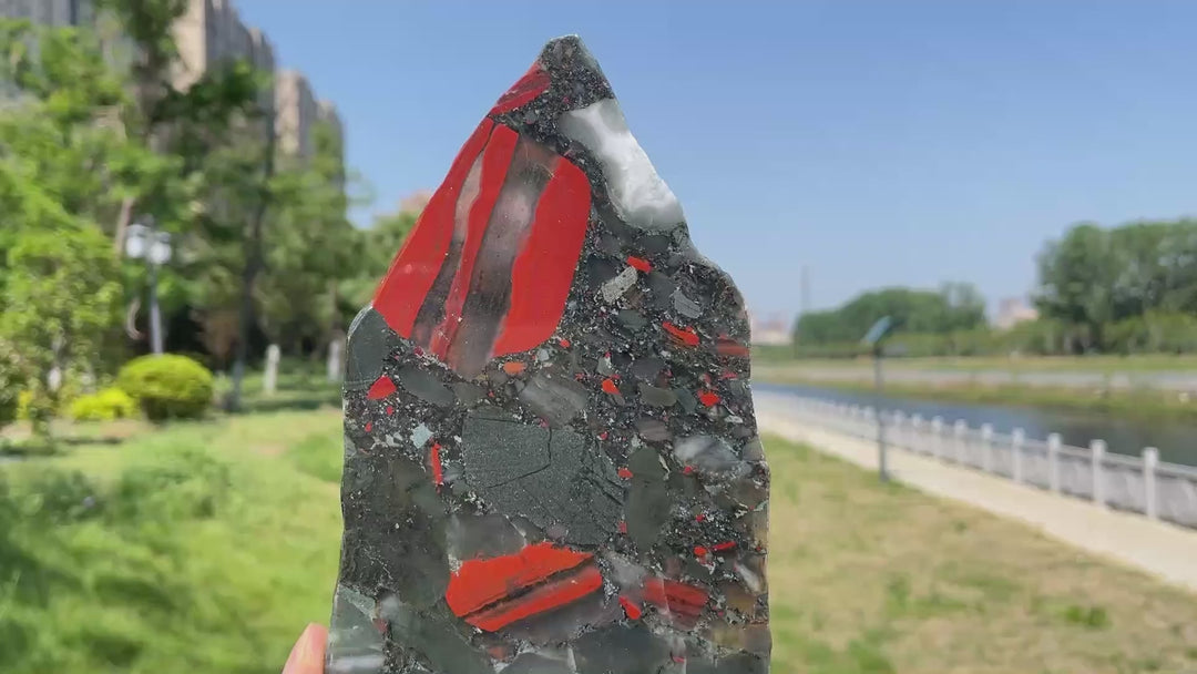 Unique,Natural Large African Bloodstone Crystal Slice