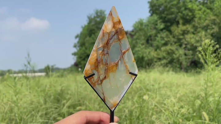 Unique,Natural Crystal Golden Healer Diamond Slice
