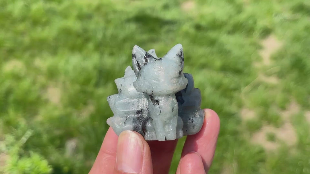 2inch Natural Crystal Nine-Tailed Fox Carving