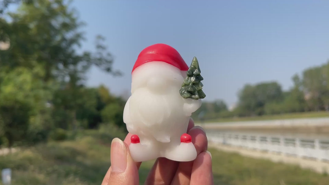 Natural Crystal Cute White Jade Santa Gnome