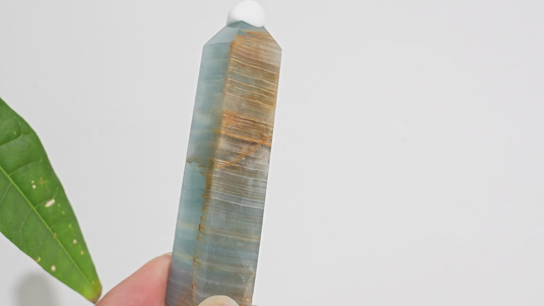 Natural Exquisite Lemurian Aquatine Calcite Crystal Point