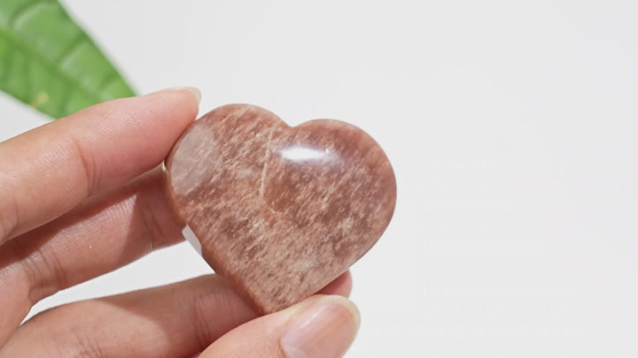 Natural Warm Crystal Peach Moonstone Heart