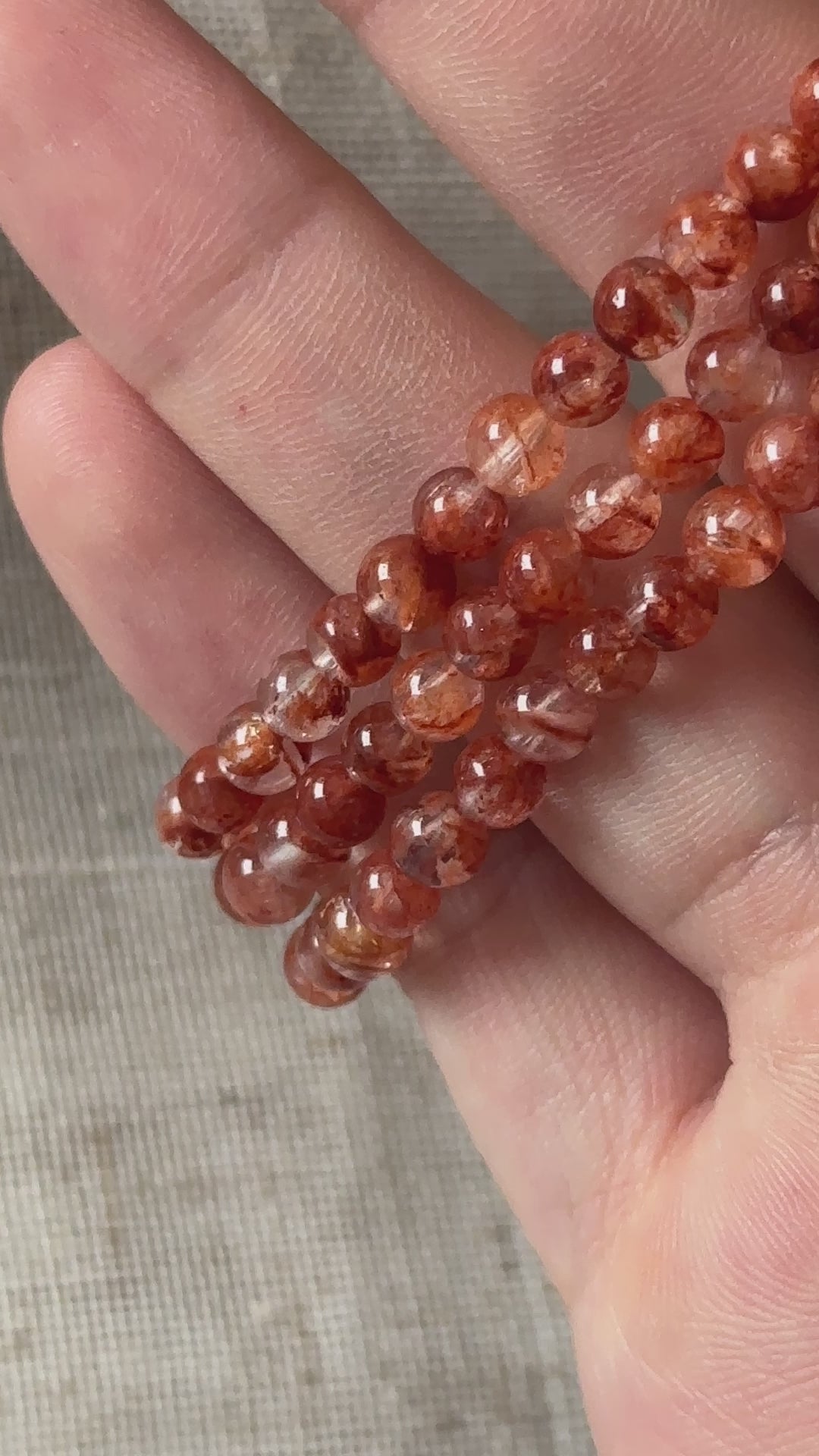 Fire Quartz Triple Wrap Bracelet 4.4-4.7mm