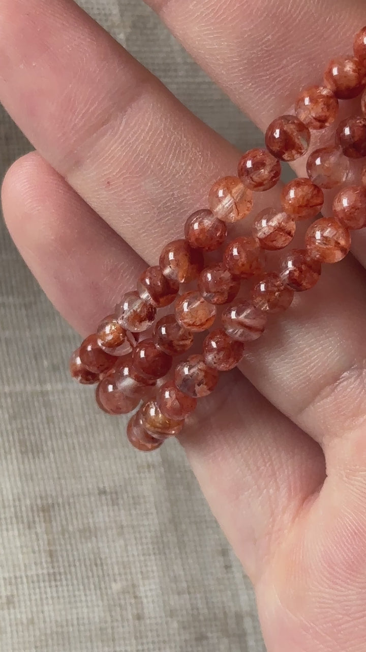 Fire Quartz Triple Wrap Bracelet 4.4-4.7mm