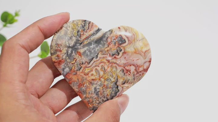 Natural Crystal Crazy Agate Large Heart