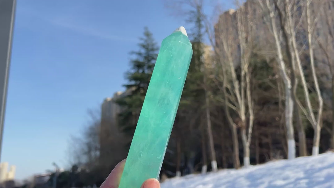 Natural Large Green Fluorite Point