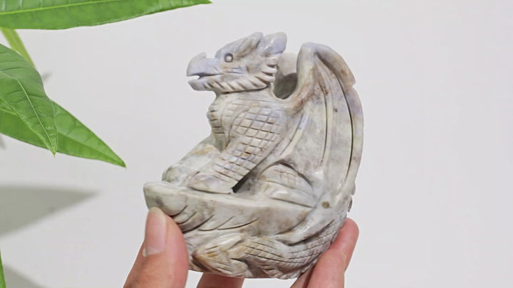Unique,Natural Crystal Hackmanite Flying Dragon Carving