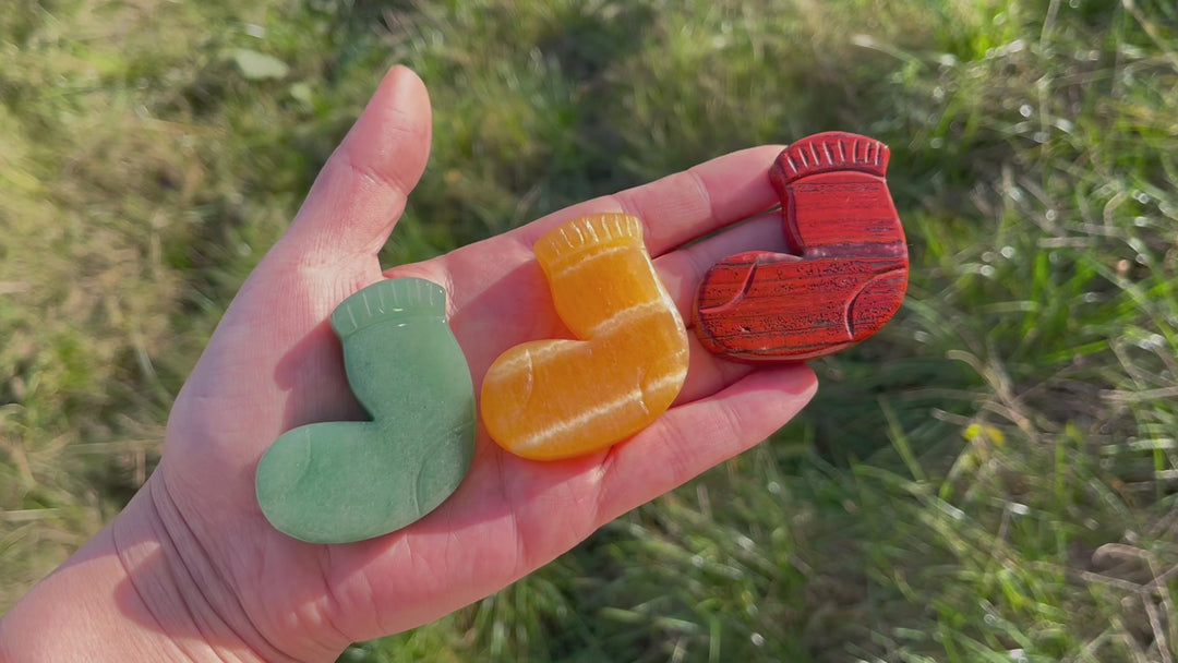 Natural Crystal Carving Christmas Sock