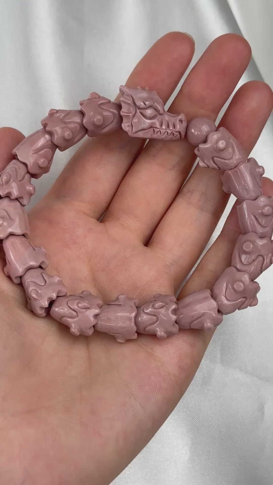 Alashan Agate Soft Pink Dragon Bracelet 12.9-13.4mm