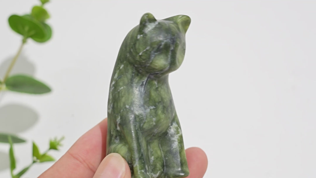 Natural Crystal Carving Cat With Mouse