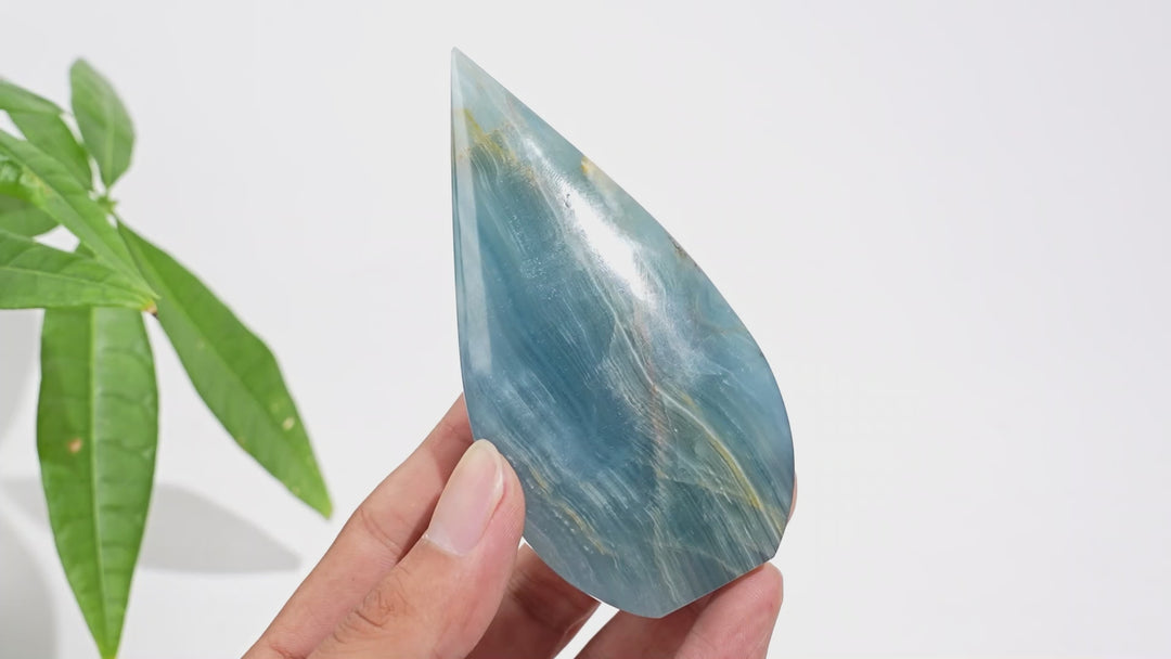 Natural Crystal Lemurian Aquatine Calcite Teardrop
