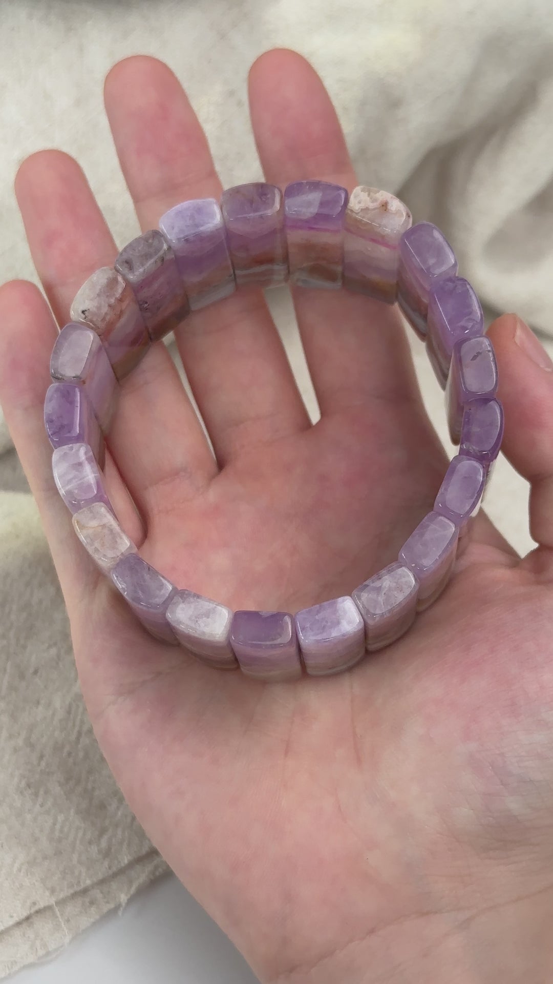 Amethyst Agate Square Bead Bracelet 5.6-6.9mm