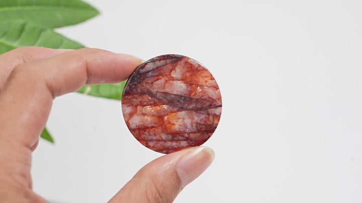 Natural Fire Quartz Crystal Round Disc