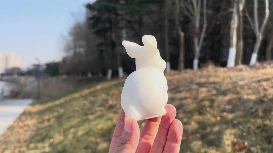 Natural Crystal Carving White Jade Rabbit