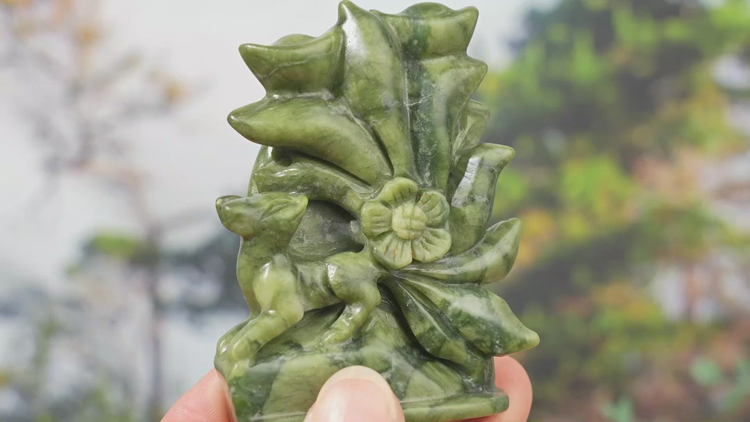 Natural Serpentine Nine-Tailed Fox