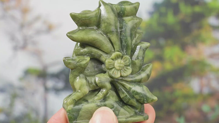 Natural Serpentine Nine-Tailed Fox