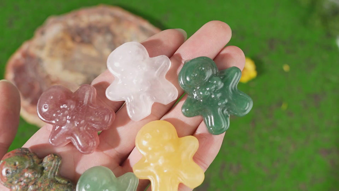 Natural Crystal Carving Gingerbread Man