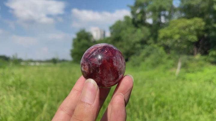 Natural Crystal Stunning Fire Quartz Sphere