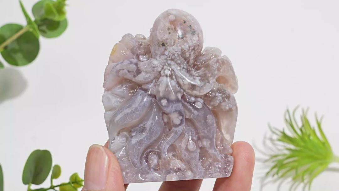 Unique,Natural Crystal Flower Agate Octopus