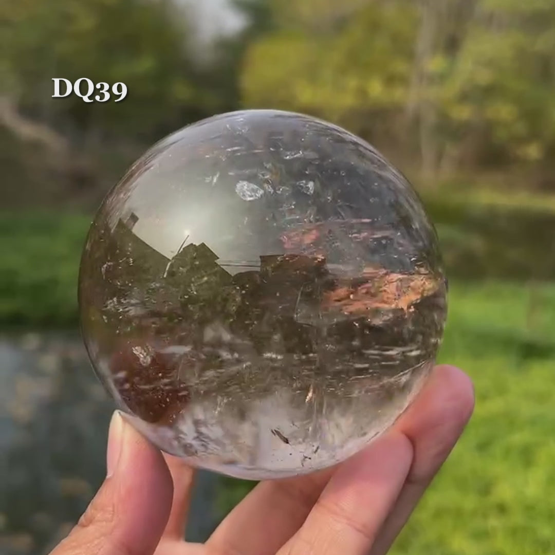 Rutilated Smoky Quartz Sphere