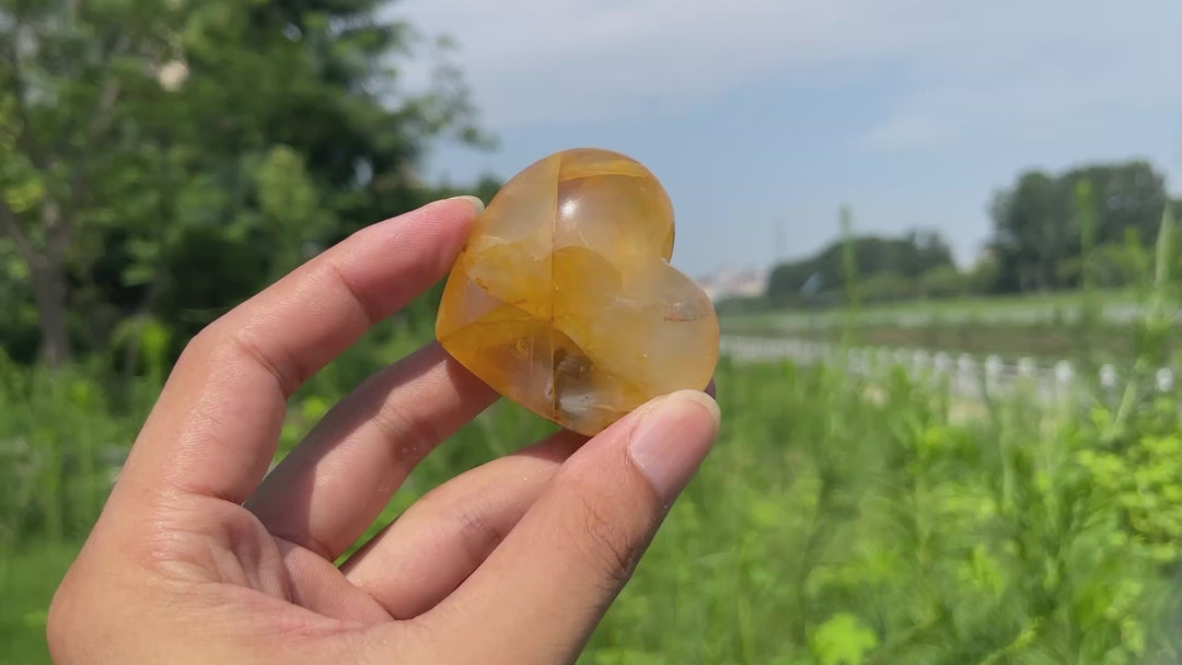 Natural Golden Healer Crystal Heart
