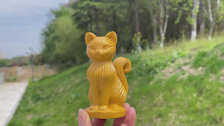 Natural Crystal Striped Cat Carving
