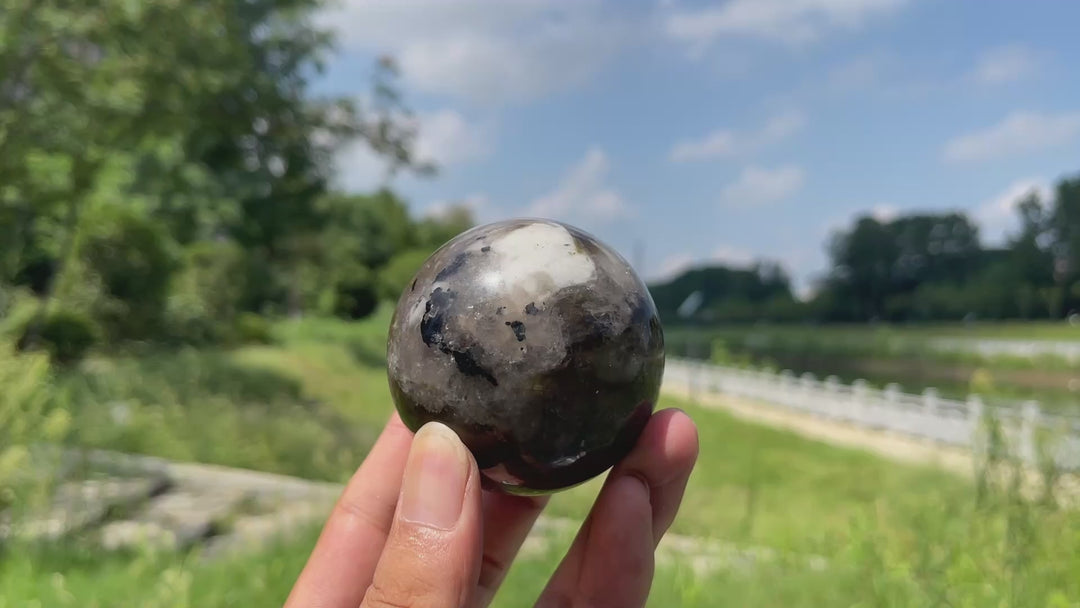 Natural Crystal Smoky Quartz With Phlogopite Sphere
